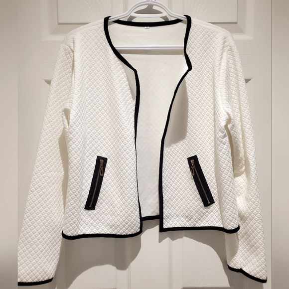 White blazer jacket with zipper details - Picture 1 of 8